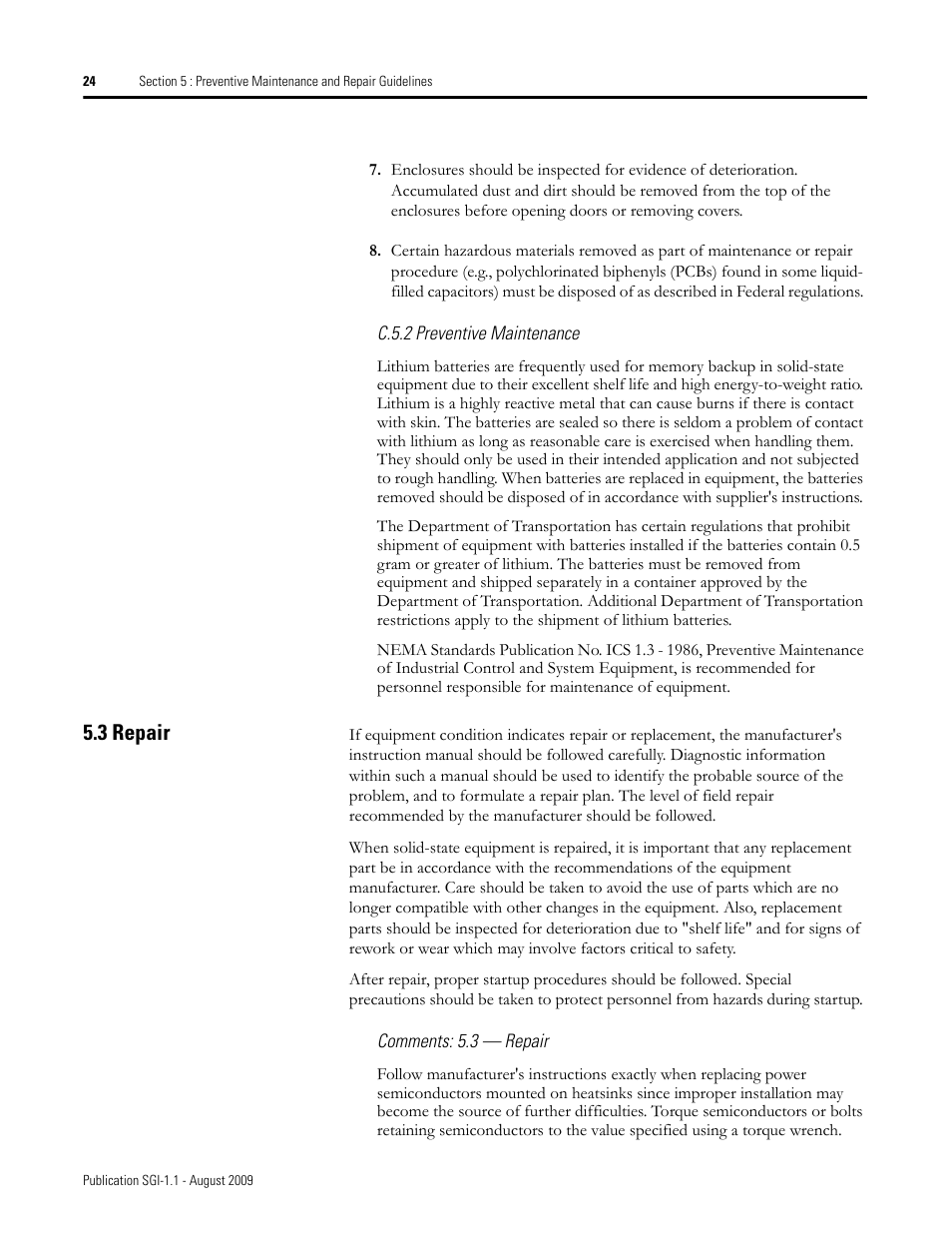 3 repair | Rockwell Automation Safety Guidelines for the Application, Installation, and Maintenance of Solid-State Control User Manual | Page 24 / 28