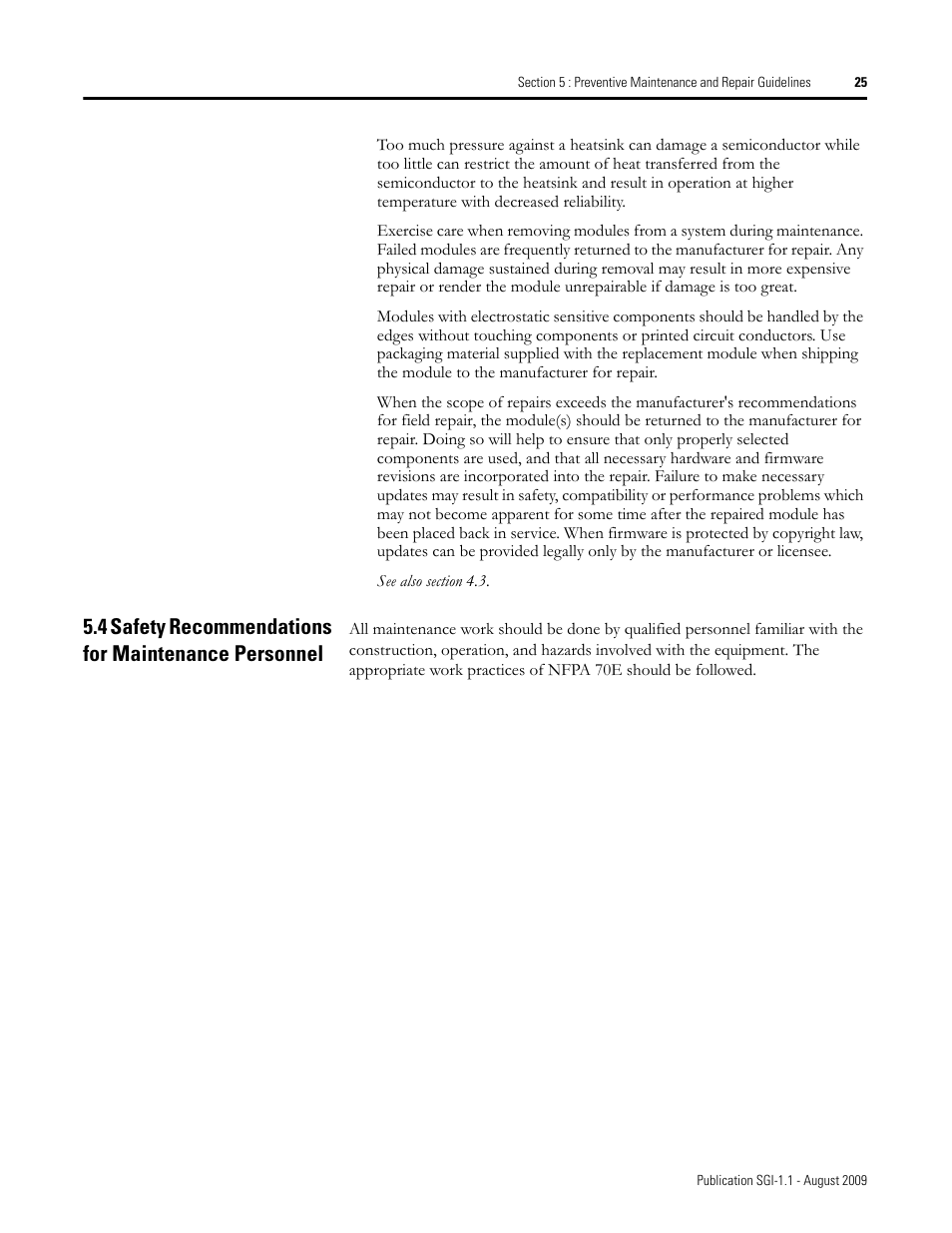4 safety recommendations for maintenance personnel | Rockwell Automation Safety Guidelines for the Application, Installation, and Maintenance of Solid-State Control User Manual | Page 25 / 28