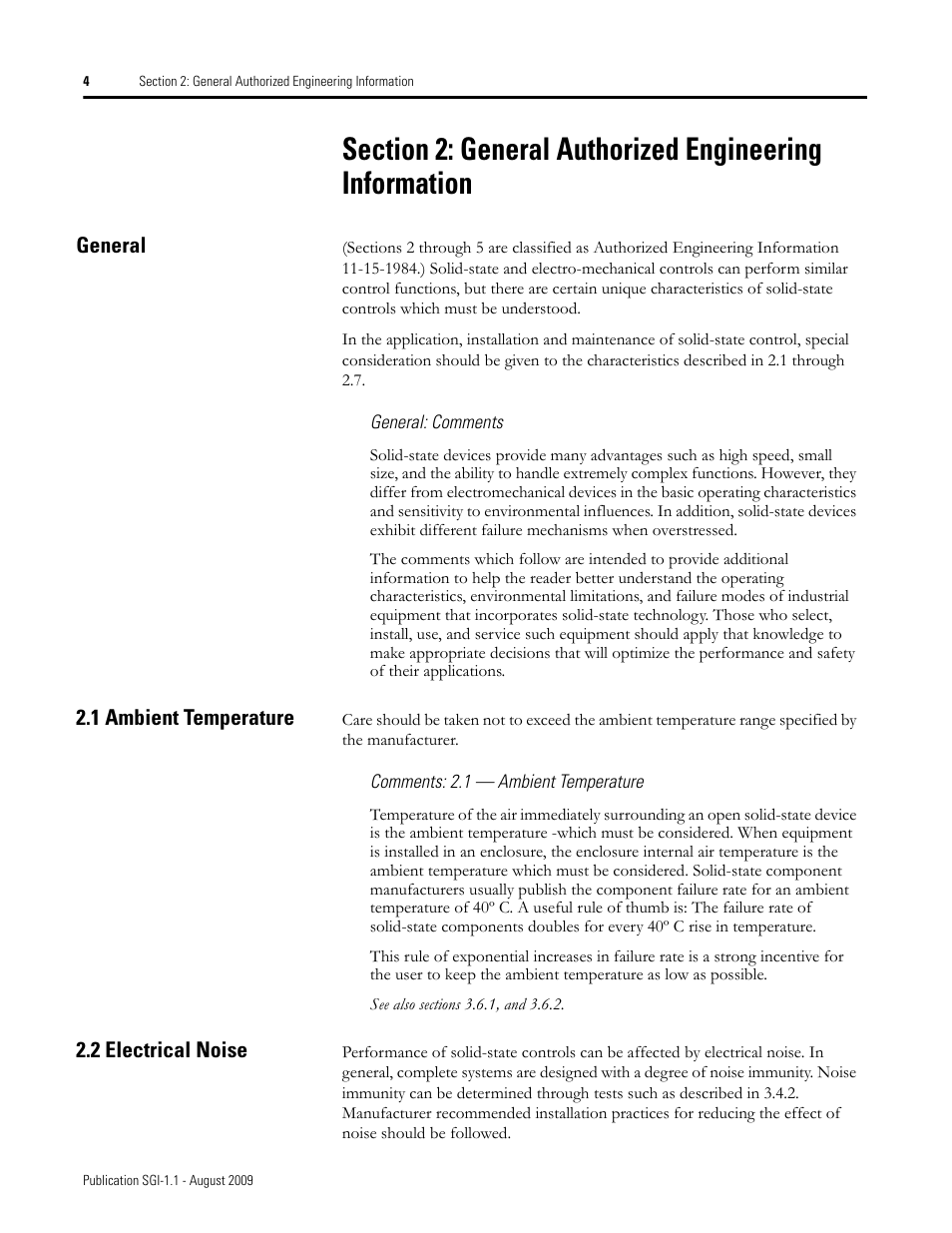 General, 1 ambient temperature, 2 electrical noise | Rockwell Automation Safety Guidelines for the Application, Installation, and Maintenance of Solid-State Control User Manual | Page 4 / 28