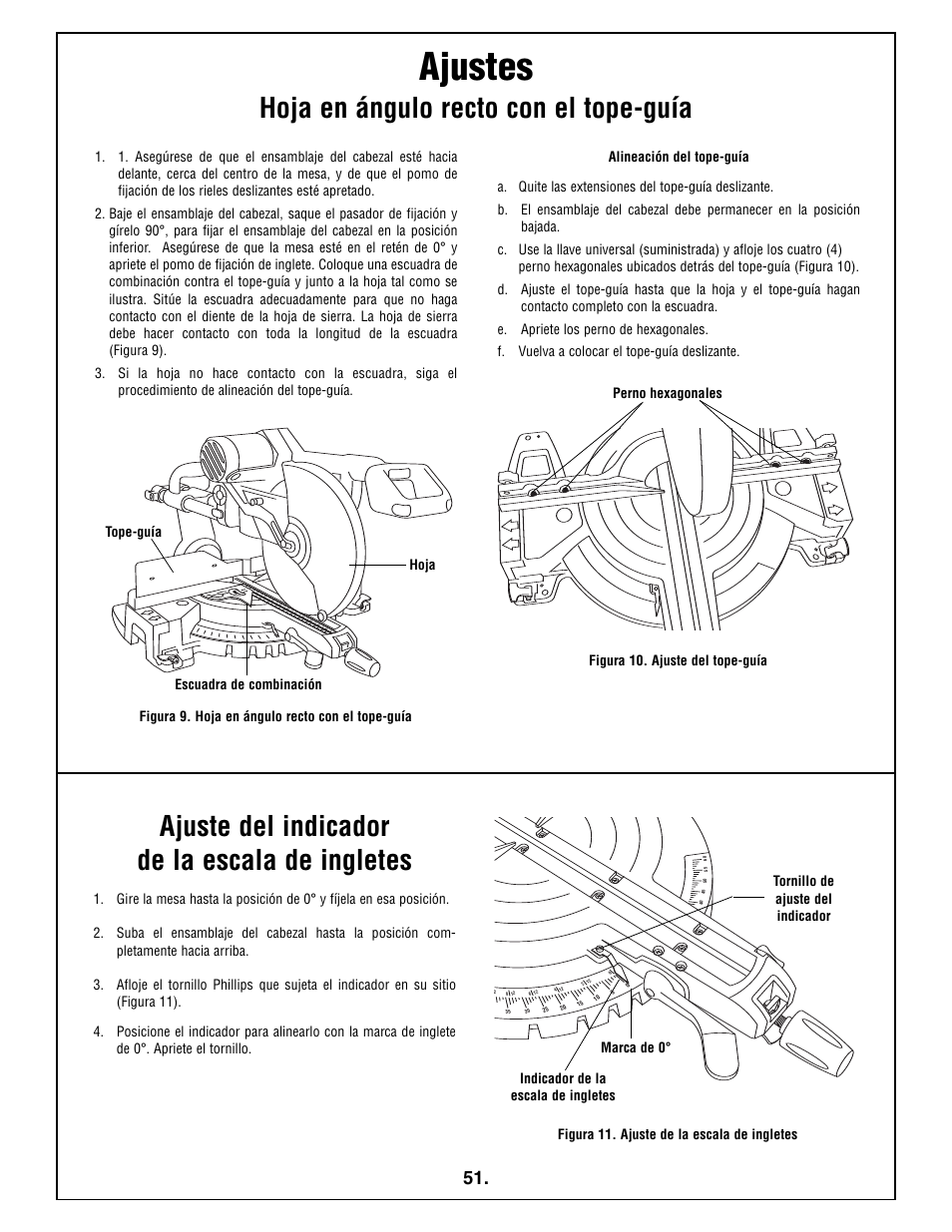 Ajustes | Bosch 5412L User Manual | Page 51 / 112