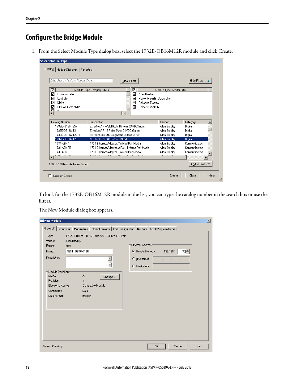 Configure the bridge module | Rockwell Automation Logix5000 Control Systems: Connect ArmorBlock I/O Modules over Ethernet Quick Start User Manual | Page 18 / 30