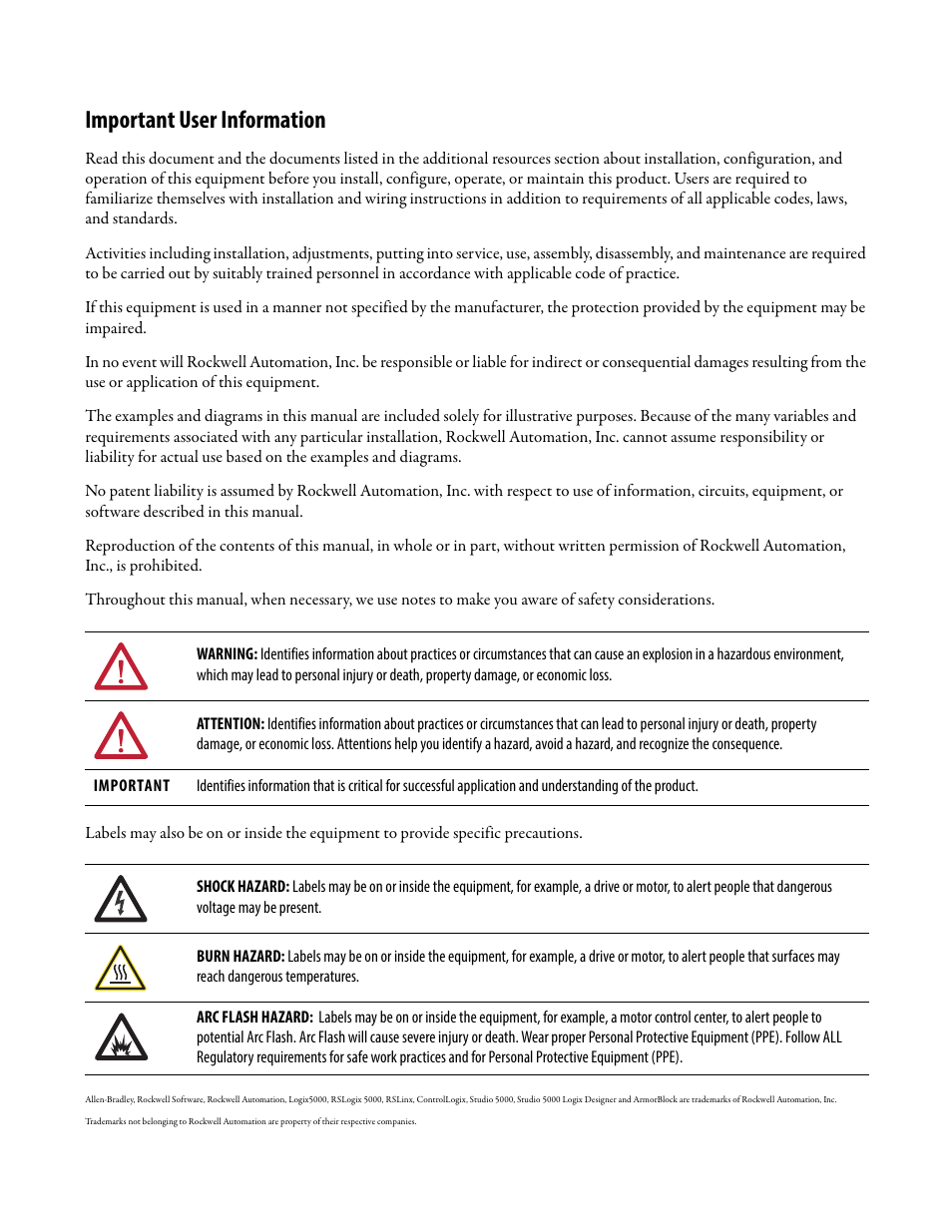 Important user information | Rockwell Automation Logix5000 Control Systems: Connect ArmorBlock I/O Modules over Ethernet Quick Start User Manual | Page 2 / 30
