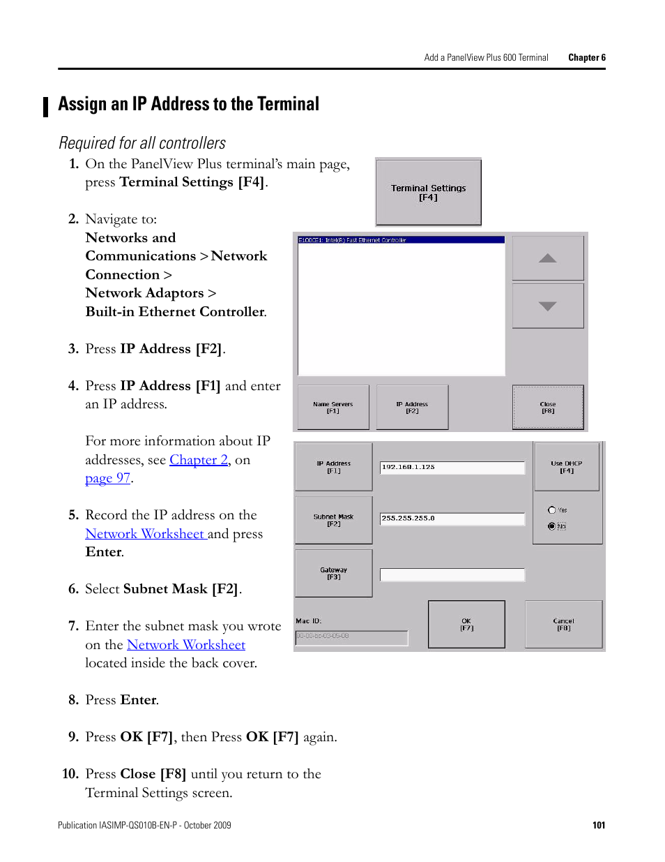 Assign an ip address to the terminal, Assign an ip, Address to the | Rockwell Automation 1769-L23E-QB1B_L23E-QBFC1B_L23-QBFC1B CompactLogix Packaged Controllers Quick Start and User Manual User Manual | Page 101 / 249