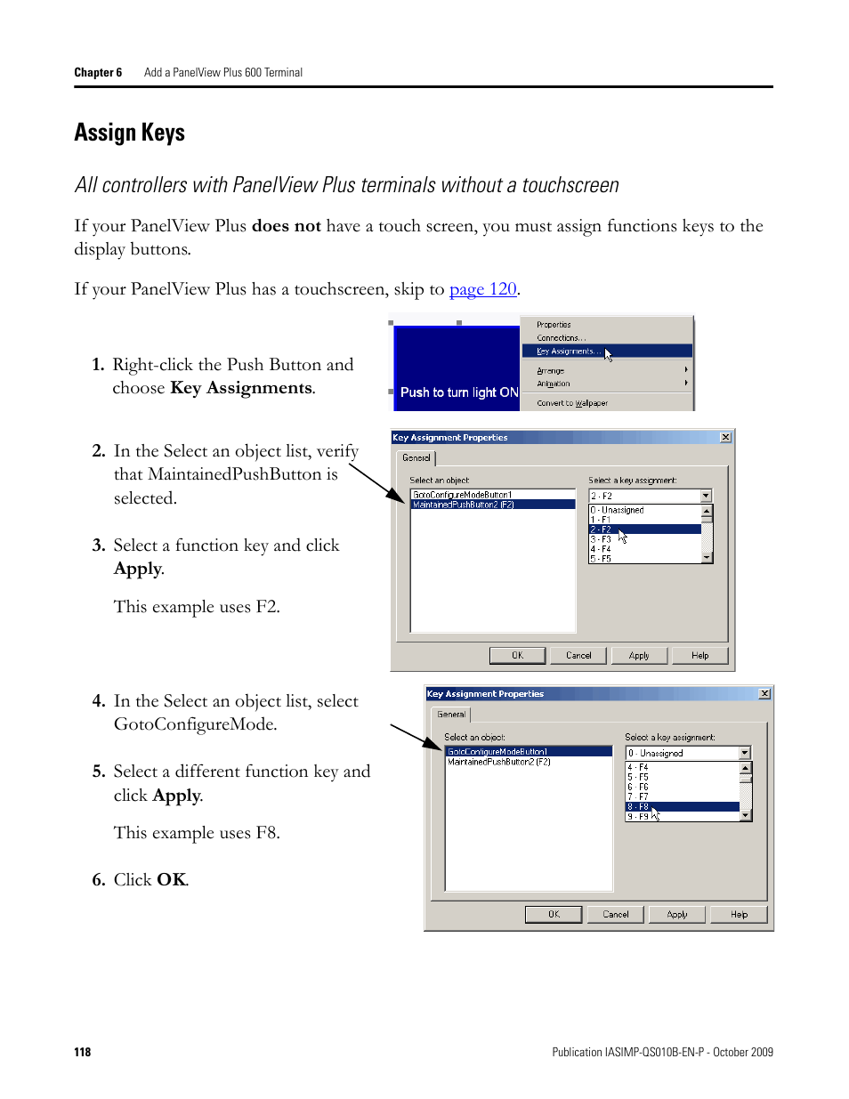Assign keys | Rockwell Automation 1769-L23E-QB1B_L23E-QBFC1B_L23-QBFC1B CompactLogix Packaged Controllers Quick Start and User Manual User Manual | Page 118 / 249