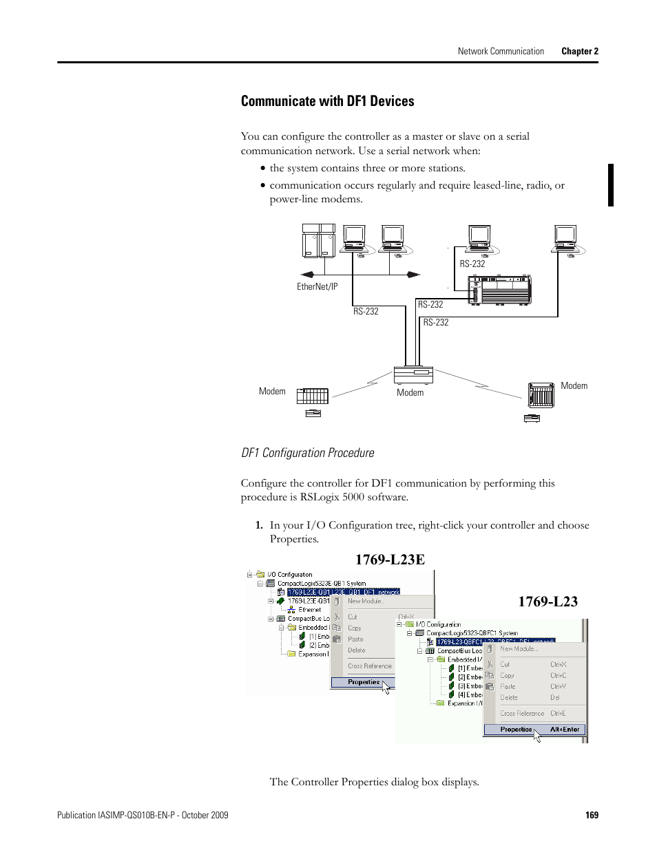Communicate with df1 devices | Rockwell Automation 1769-L23E-QB1B_L23E-QBFC1B_L23-QBFC1B CompactLogix Packaged Controllers Quick Start and User Manual User Manual | Page 169 / 249