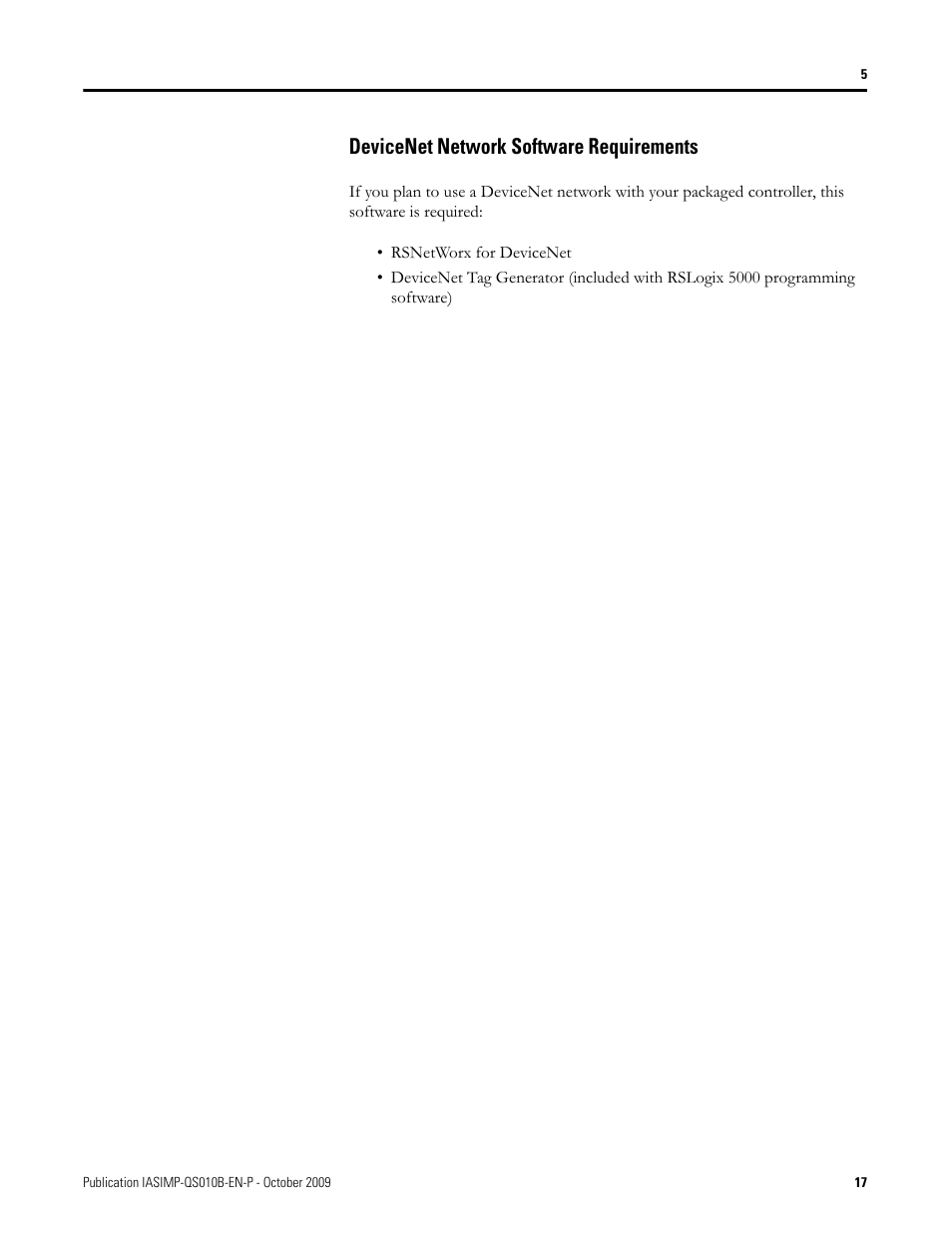 Devicenet network software requirements | Rockwell Automation 1769-L23E-QB1B_L23E-QBFC1B_L23-QBFC1B CompactLogix Packaged Controllers Quick Start and User Manual User Manual | Page 17 / 249