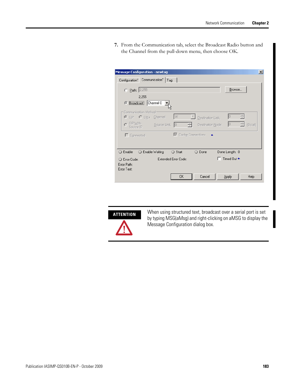 Rockwell Automation 1769-L23E-QB1B_L23E-QBFC1B_L23-QBFC1B CompactLogix Packaged Controllers Quick Start and User Manual User Manual | Page 183 / 249