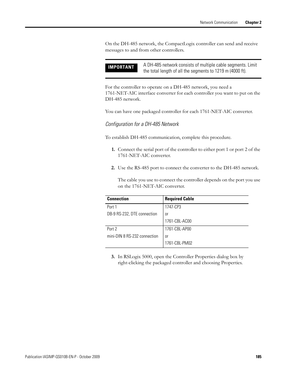 Rockwell Automation 1769-L23E-QB1B_L23E-QBFC1B_L23-QBFC1B CompactLogix Packaged Controllers Quick Start and User Manual User Manual | Page 185 / 249