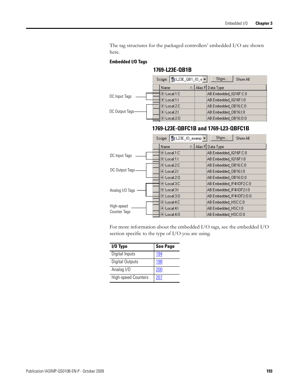 Rockwell Automation 1769-L23E-QB1B_L23E-QBFC1B_L23-QBFC1B CompactLogix Packaged Controllers Quick Start and User Manual User Manual | Page 193 / 249