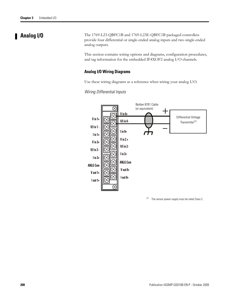 Analog i/o, Analog i/o wiring diagrams | Rockwell Automation 1769-L23E-QB1B_L23E-QBFC1B_L23-QBFC1B CompactLogix Packaged Controllers Quick Start and User Manual User Manual | Page 200 / 249