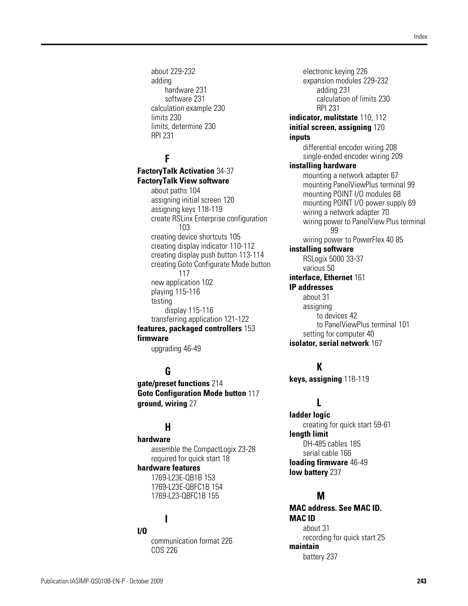 Rockwell Automation 1769-L23E-QB1B_L23E-QBFC1B_L23-QBFC1B CompactLogix Packaged Controllers Quick Start and User Manual User Manual | Page 243 / 249