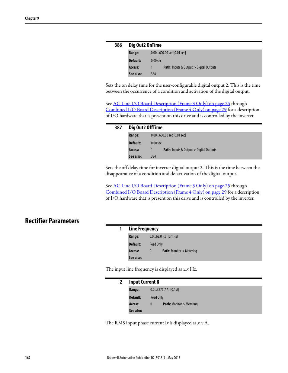 Rectifier parameters | Rockwell Automation Liqui-Flo V2.0 AC Drive User Manual | Page 162 / 272