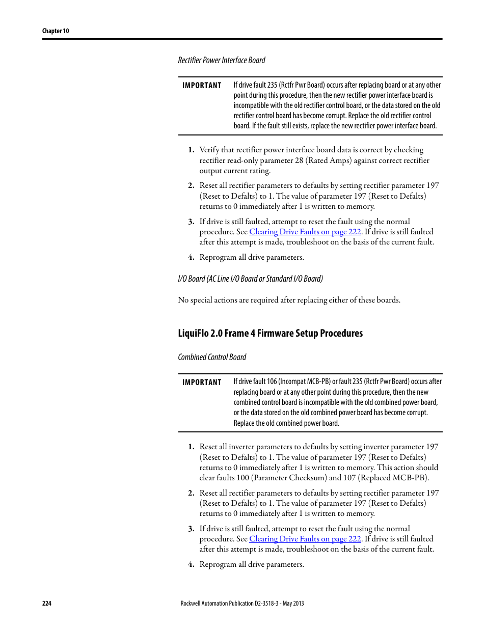 Liquiflo 2.0 frame 4 firmware setup procedures | Rockwell Automation Liqui-Flo V2.0 AC Drive User Manual | Page 224 / 272