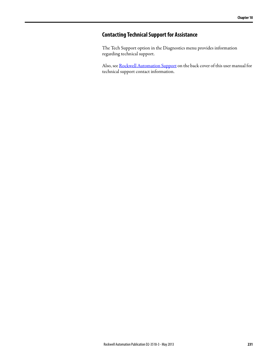 Contacting technical support for assistance | Rockwell Automation Liqui-Flo V2.0 AC Drive User Manual | Page 231 / 272