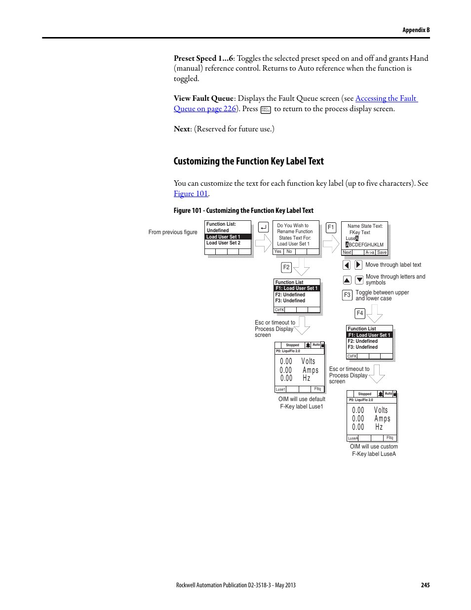 Customizing the function key label text | Rockwell Automation Liqui-Flo V2.0 AC Drive User Manual | Page 245 / 272