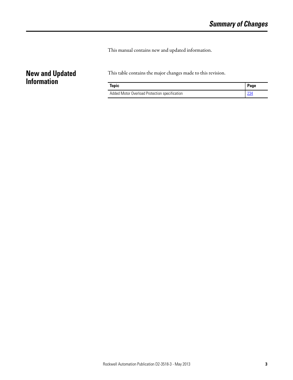 Summary of changes, New and updated information | Rockwell Automation Liqui-Flo V2.0 AC Drive User Manual | Page 3 / 272