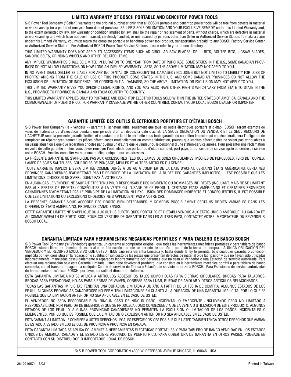 Bosch 3915 User Manual | Page 104 / 104