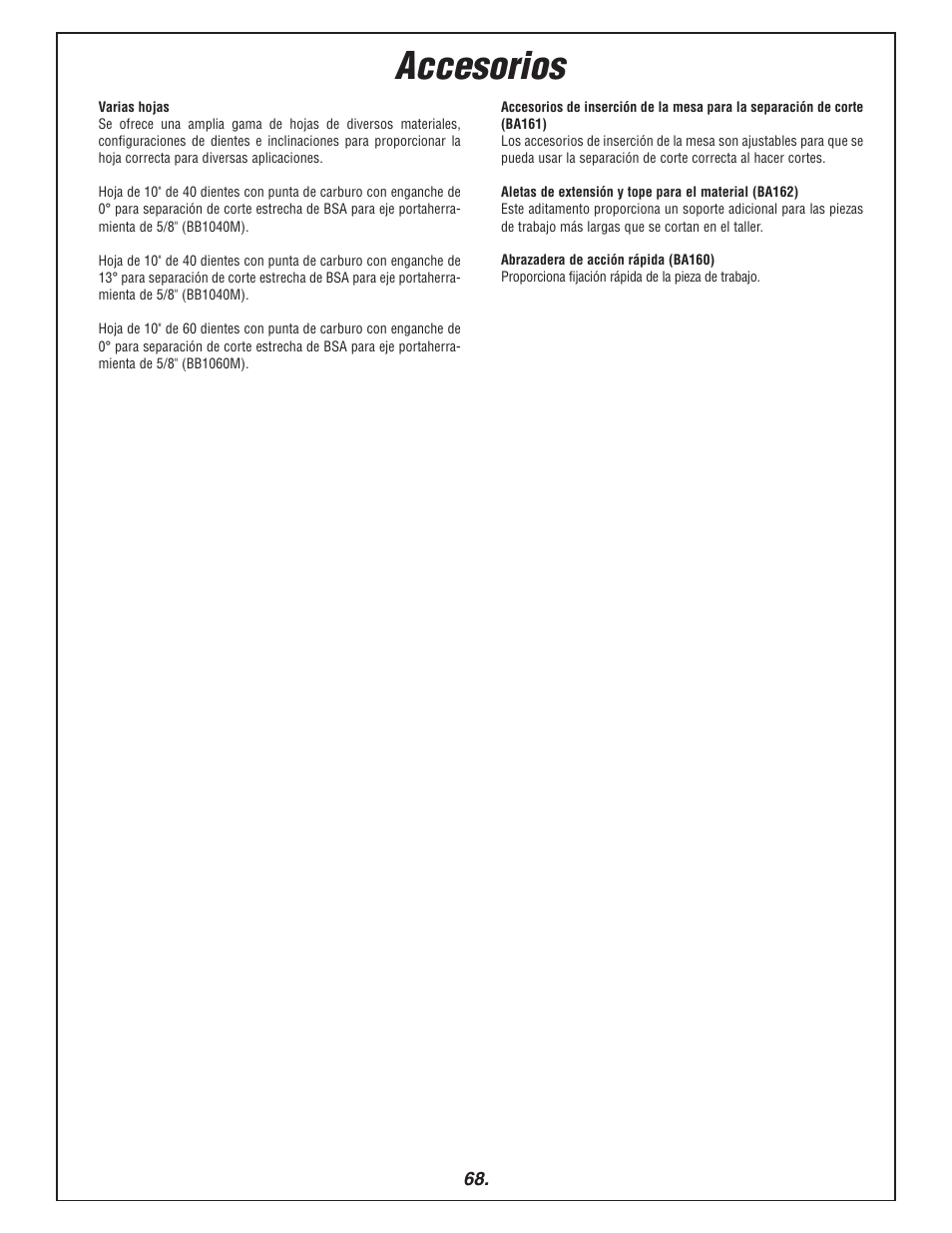 Accesorios | Bosch 3915 User Manual | Page 68 / 104