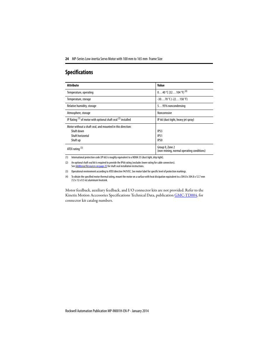 Specifications, Specifications 24 | Rockwell Automation MPL-xxxx Servo Motor  User Manual | Page 24 / 26