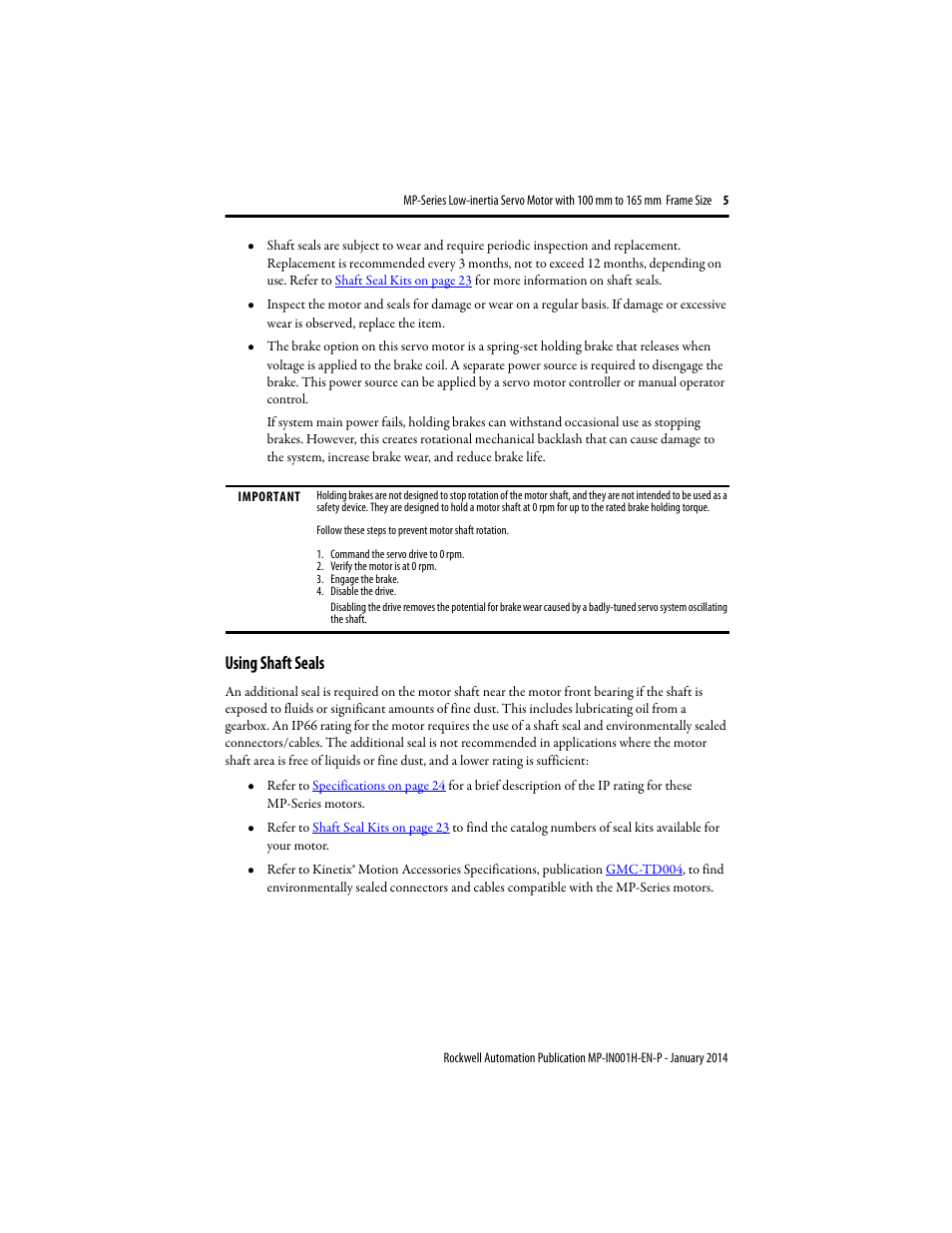 Using shaft seals | Rockwell Automation MPL-xxxx Servo Motor  User Manual | Page 5 / 26