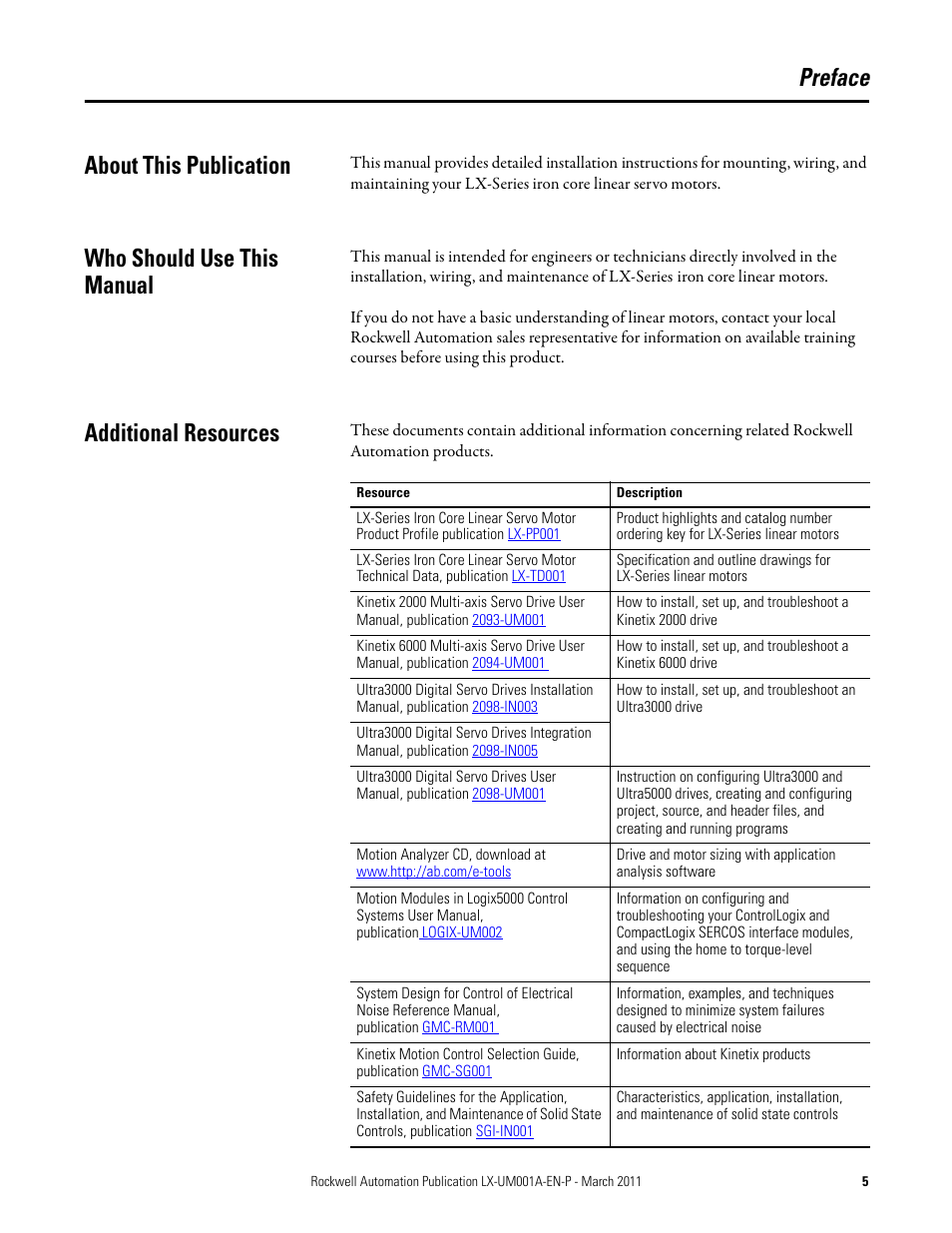 Rockwell Automation LX-Series Iron Core Linear Servo Motors User Manual | Page 5 / 76