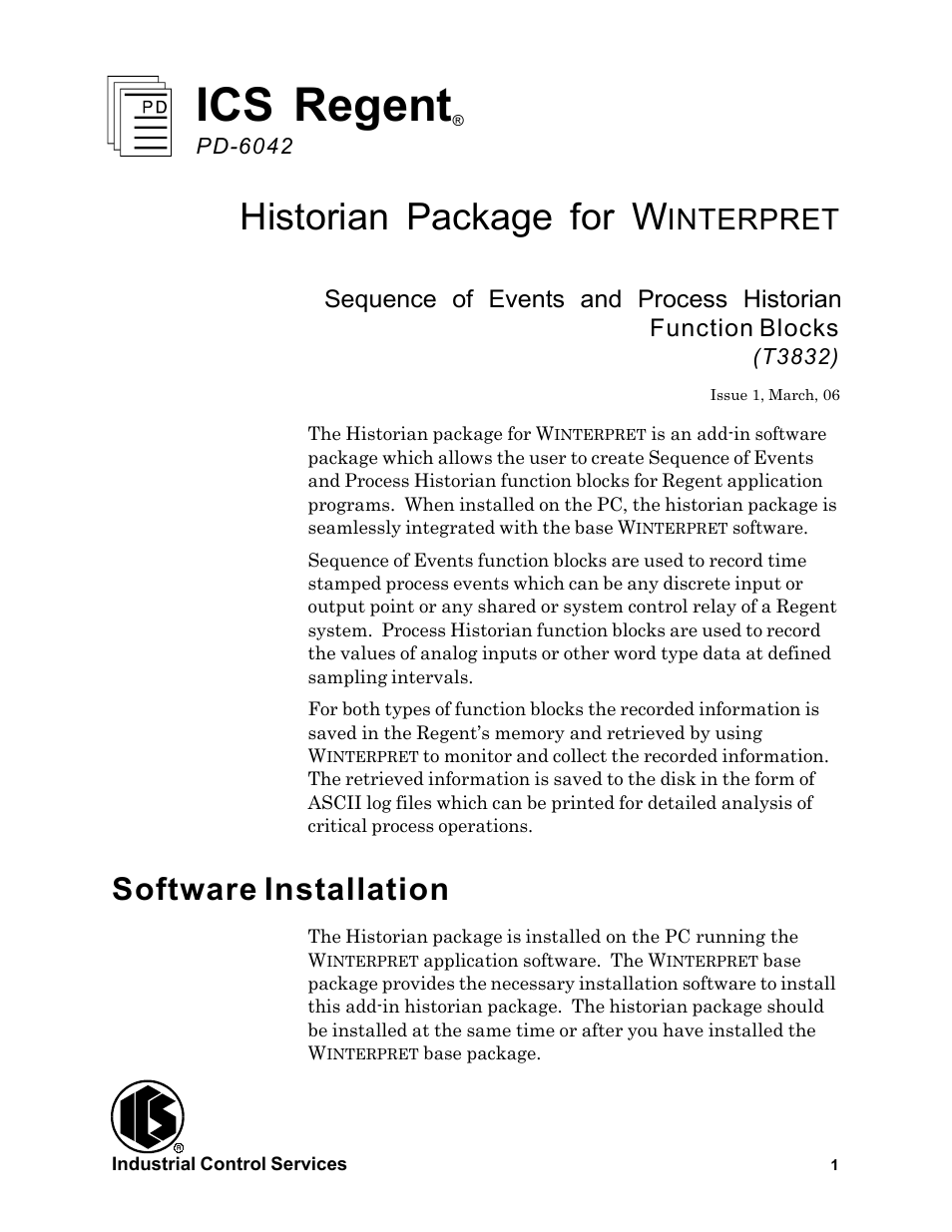 Rockwell Automation T3832 ICS Regent Historian Package for Winterpret User Manual | 42 pages