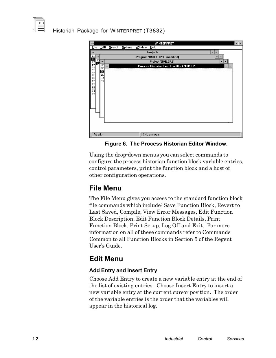 File menu, Edit menu | Rockwell Automation T3832 ICS Regent Historian Package for Winterpret User Manual | Page 12 / 42
