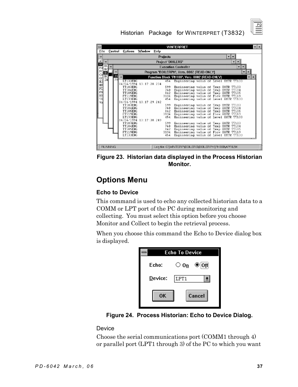 Options menu | Rockwell Automation T3832 ICS Regent Historian Package for Winterpret User Manual | Page 37 / 42