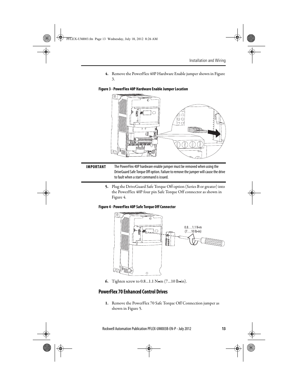 Powerflex 70 enhanced control drives | Rockwell Automation 22А PowerFlex DriveGuard Safe-Off User Manual - Series B User Manual | Page 13 / 24