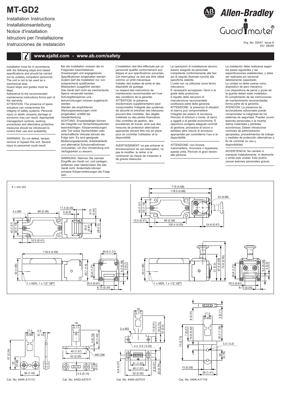 Rockwell Automation 440K MTGD2--Metal Bodied Tongue Interlock Safety Switch User Manual | 4 pages