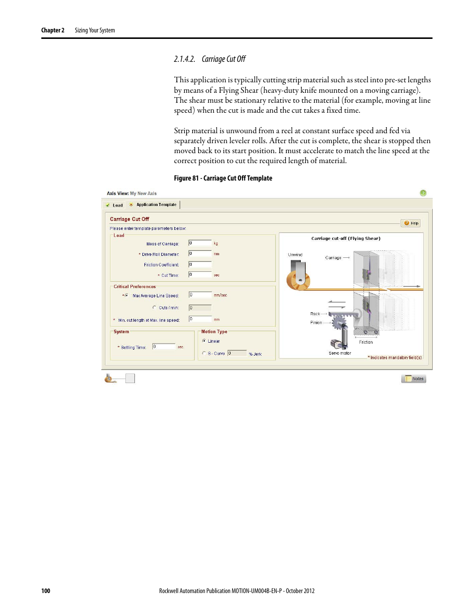 Carriage cut off | Rockwell Automation Motion Analyzer Software User Manual | Page 100 / 280