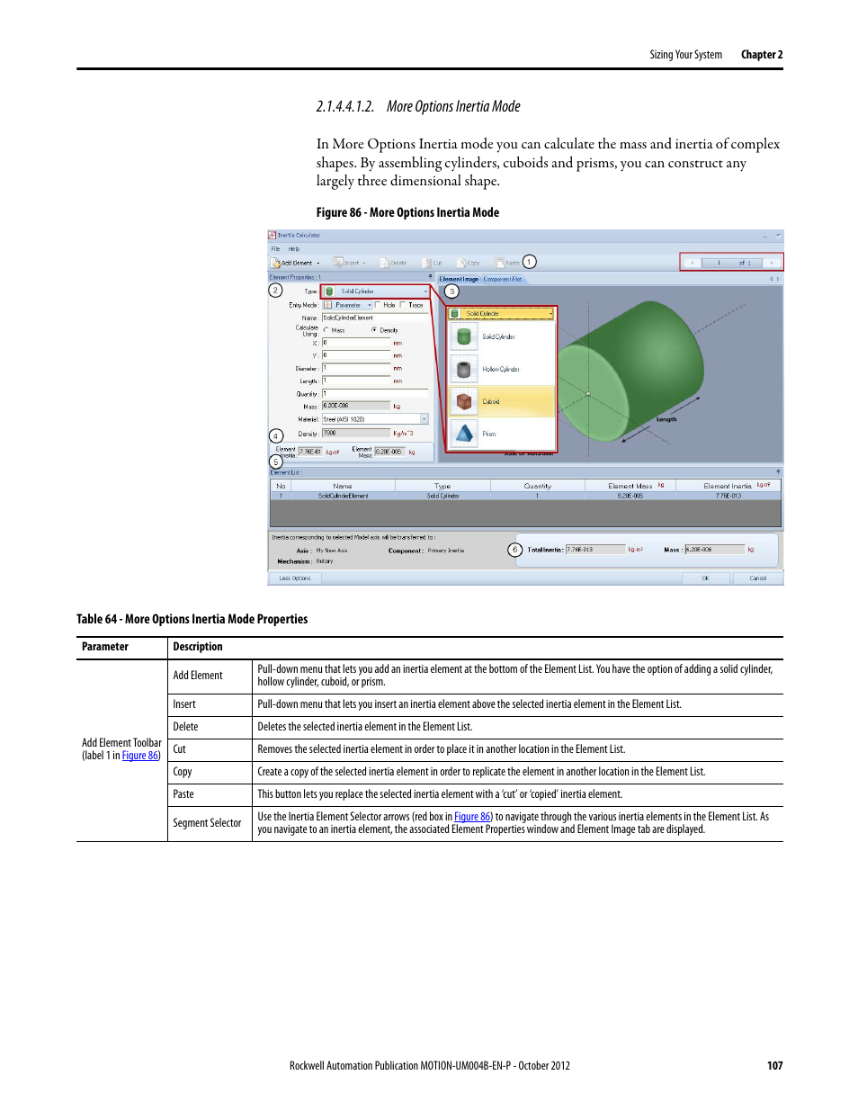 More options inertia mode | Rockwell Automation Motion Analyzer Software User Manual | Page 107 / 280