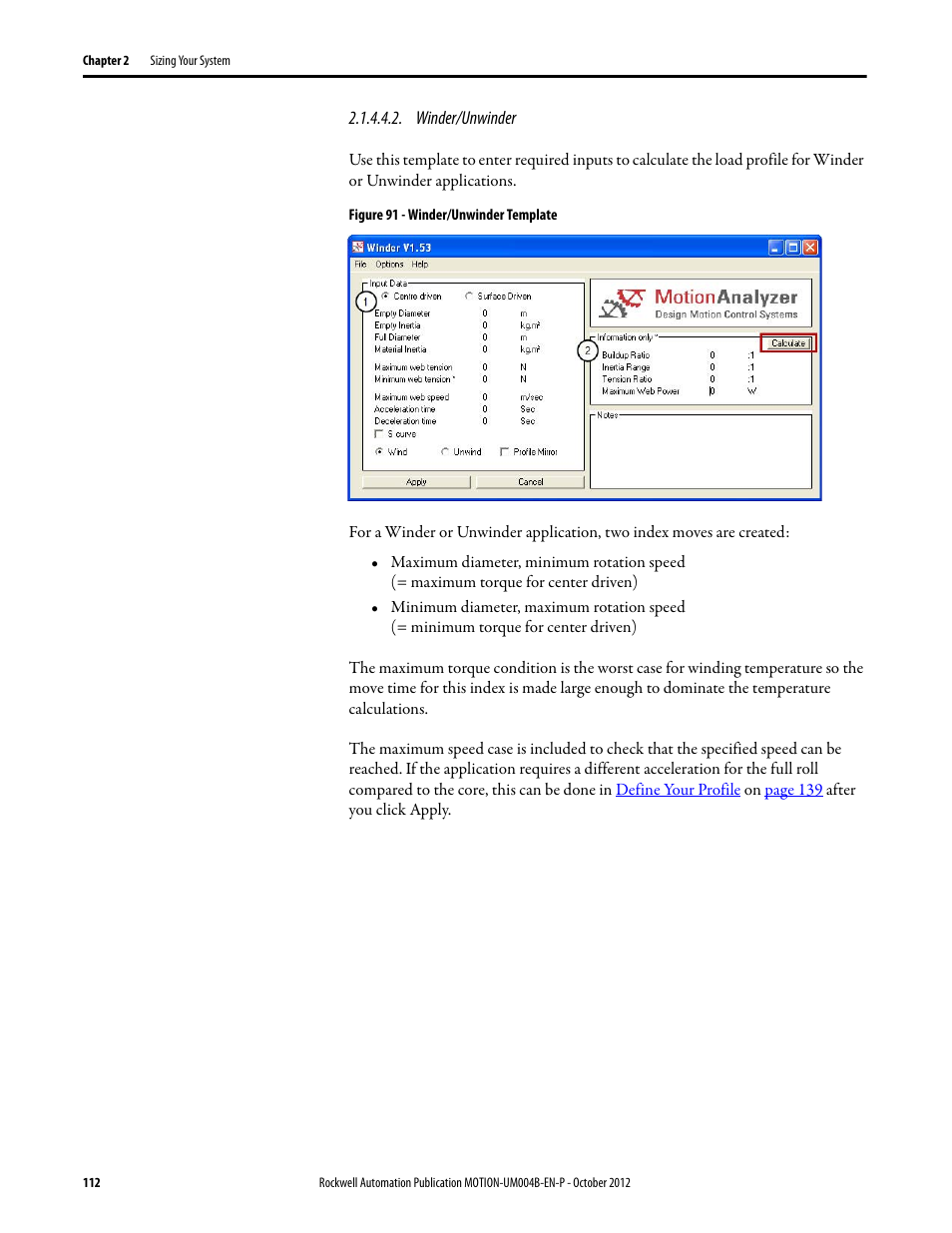 Winder/unwinder | Rockwell Automation Motion Analyzer Software User Manual | Page 112 / 280