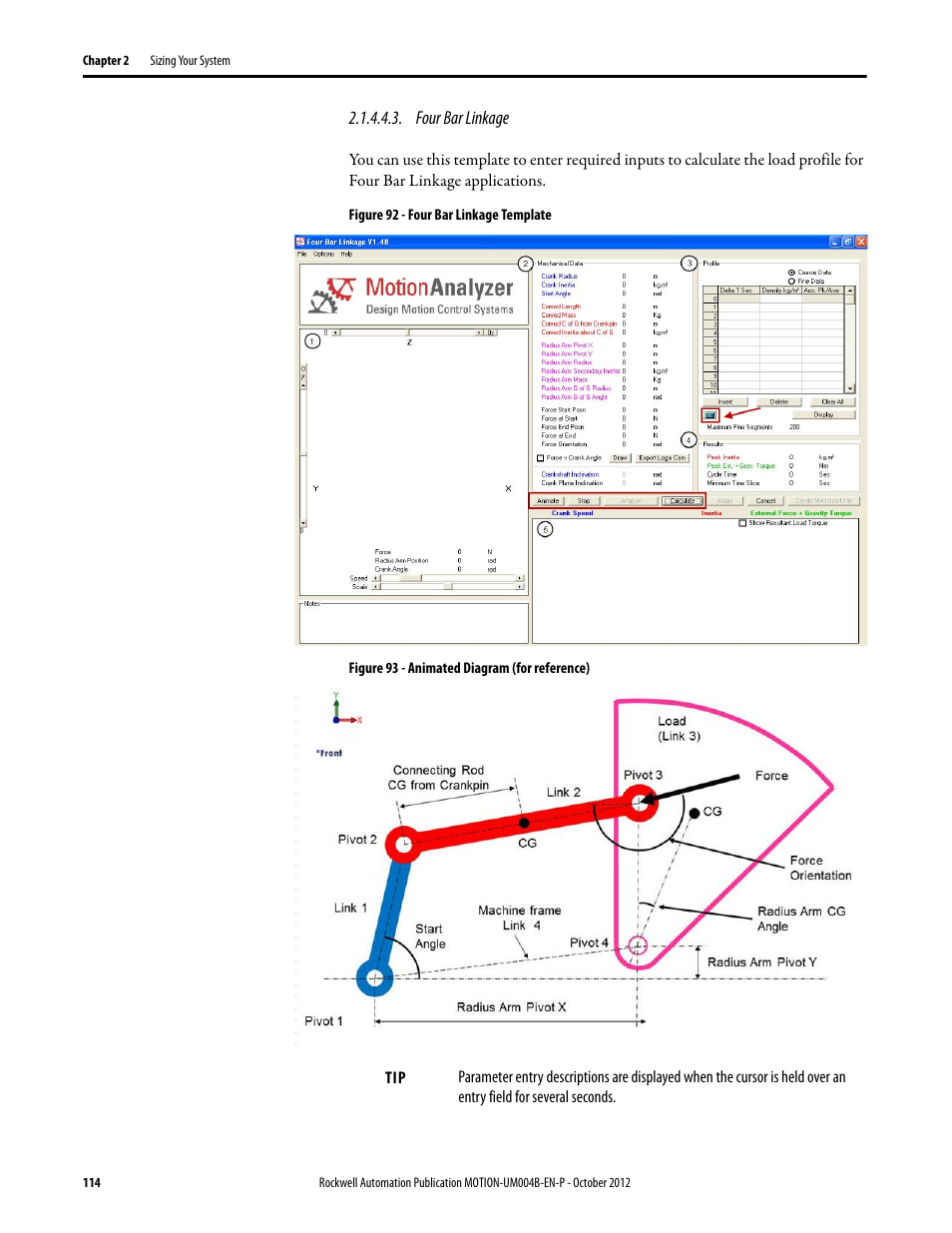 Four bar linkage | Rockwell Automation Motion Analyzer Software User Manual | Page 114 / 280