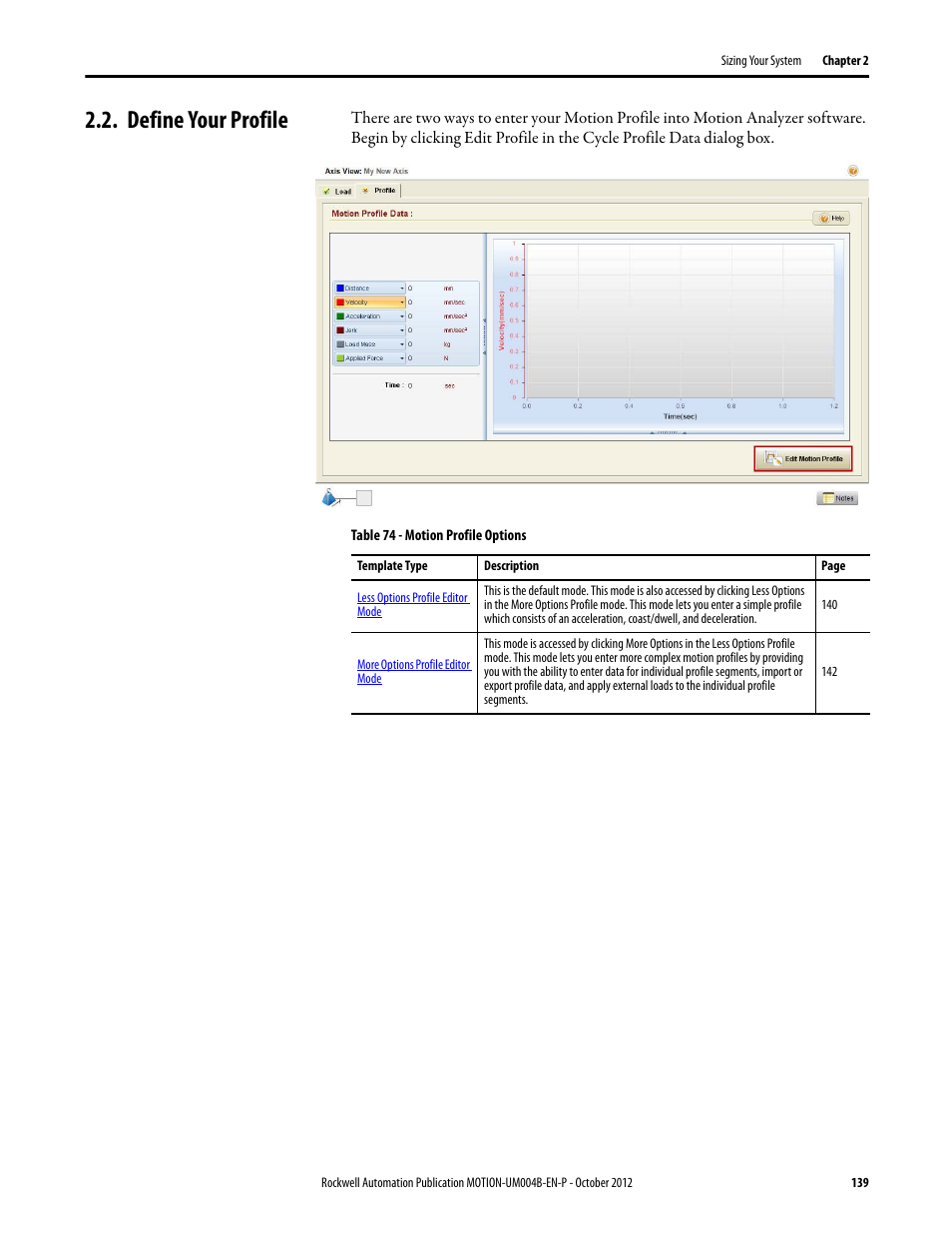 Define your profile, For mo | Rockwell Automation Motion Analyzer Software User Manual | Page 139 / 280