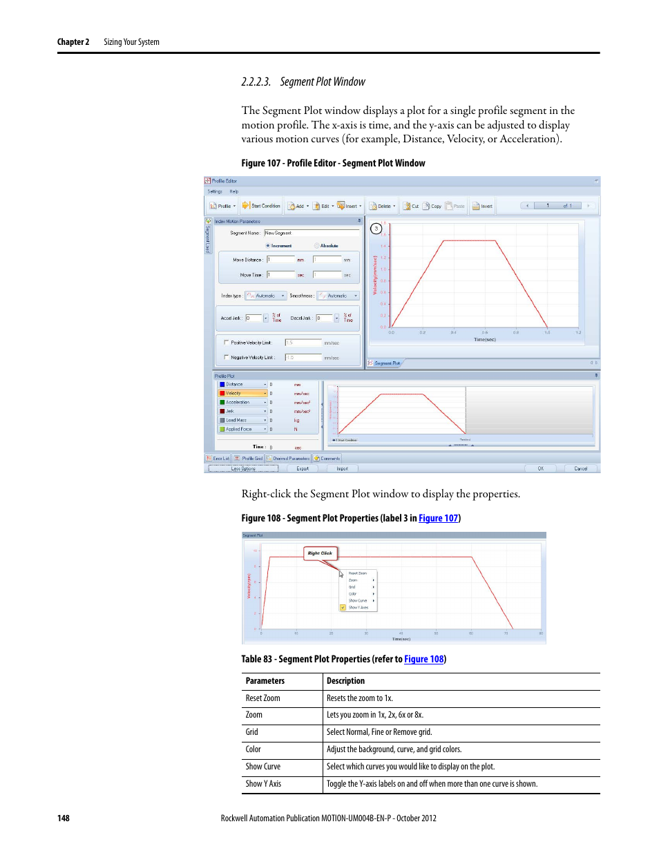 Segment plot window | Rockwell Automation Motion Analyzer Software User Manual | Page 148 / 280