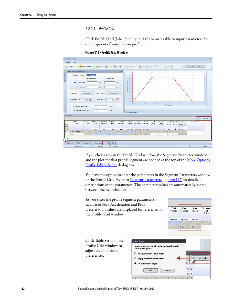 Profile grid | Rockwell Automation Motion Analyzer Software User Manual | Page 152 / 280