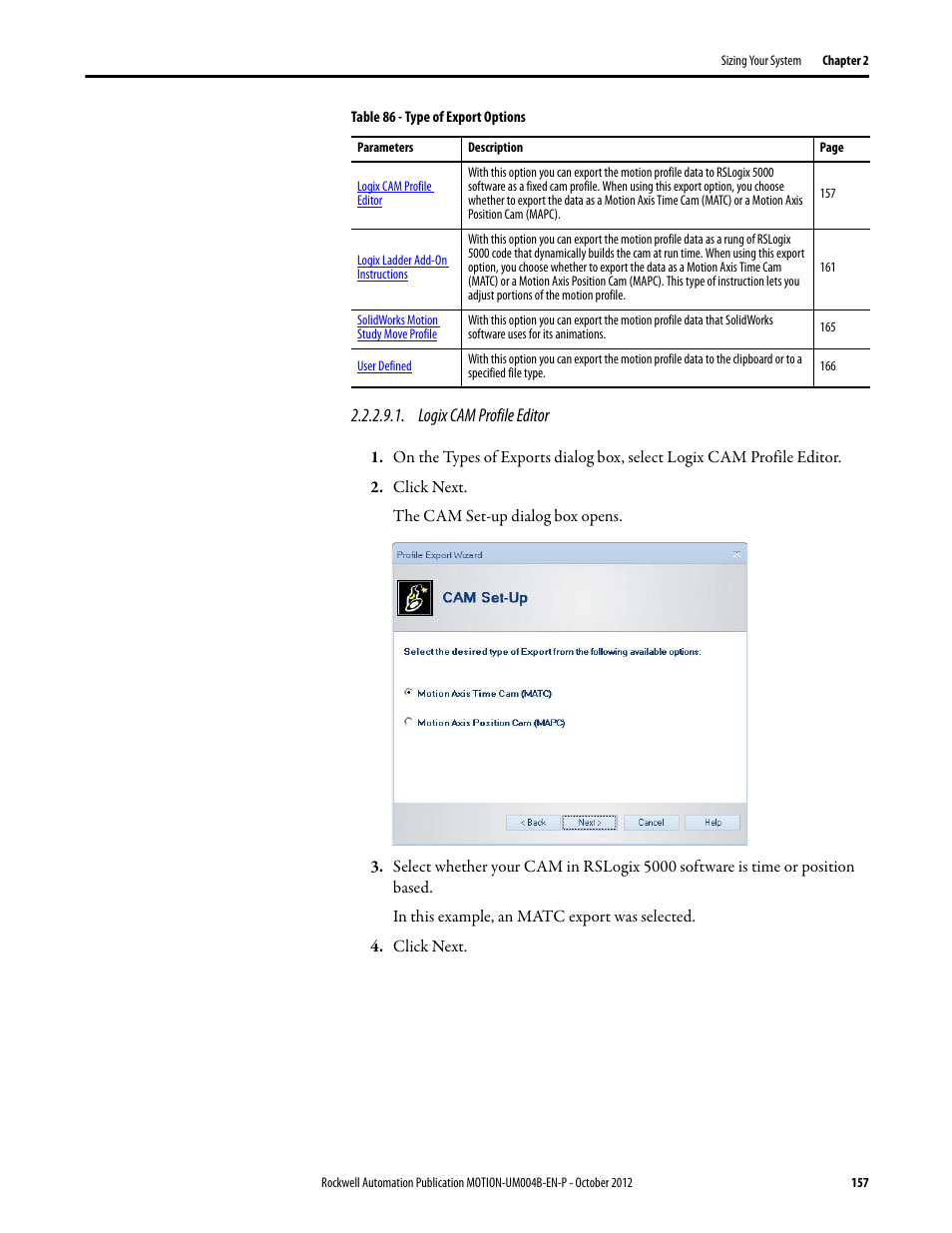 Logix cam profile editor | Rockwell Automation Motion Analyzer Software User Manual | Page 157 / 280