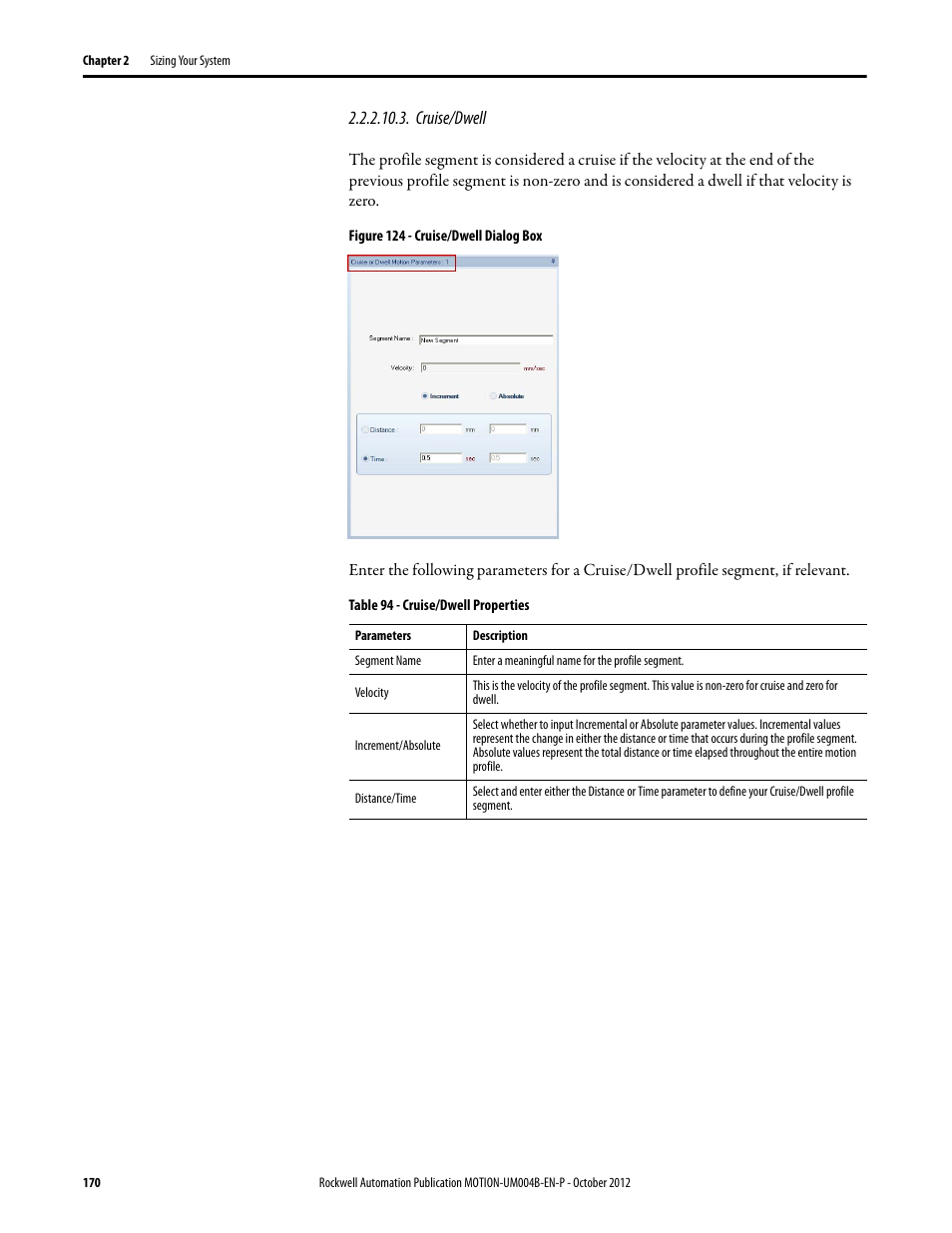 Cruise/dwell | Rockwell Automation Motion Analyzer Software User Manual | Page 170 / 280