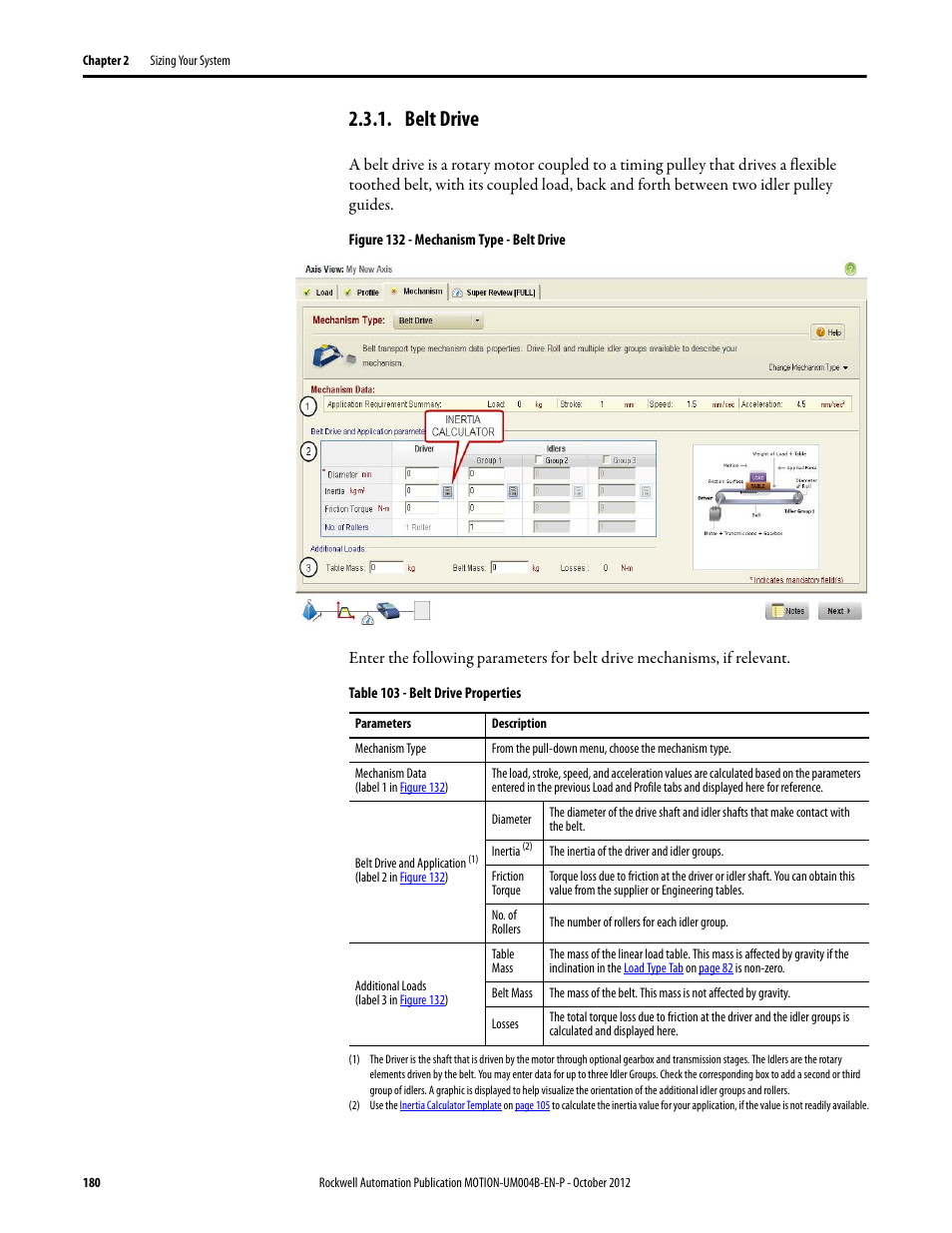 Belt drive | Rockwell Automation Motion Analyzer Software User Manual | Page 180 / 280