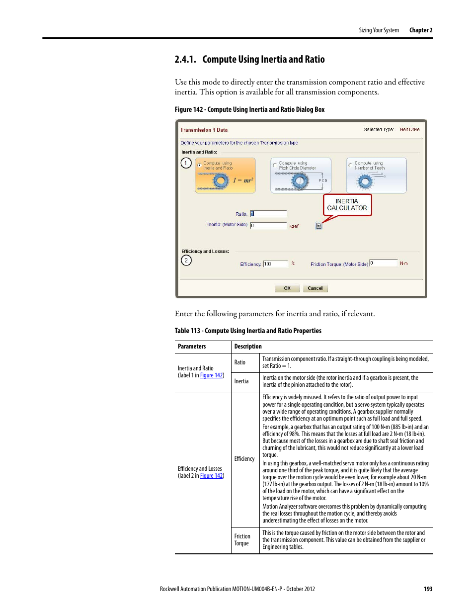 Compute using inertia and ratio | Rockwell Automation Motion Analyzer Software User Manual | Page 193 / 280