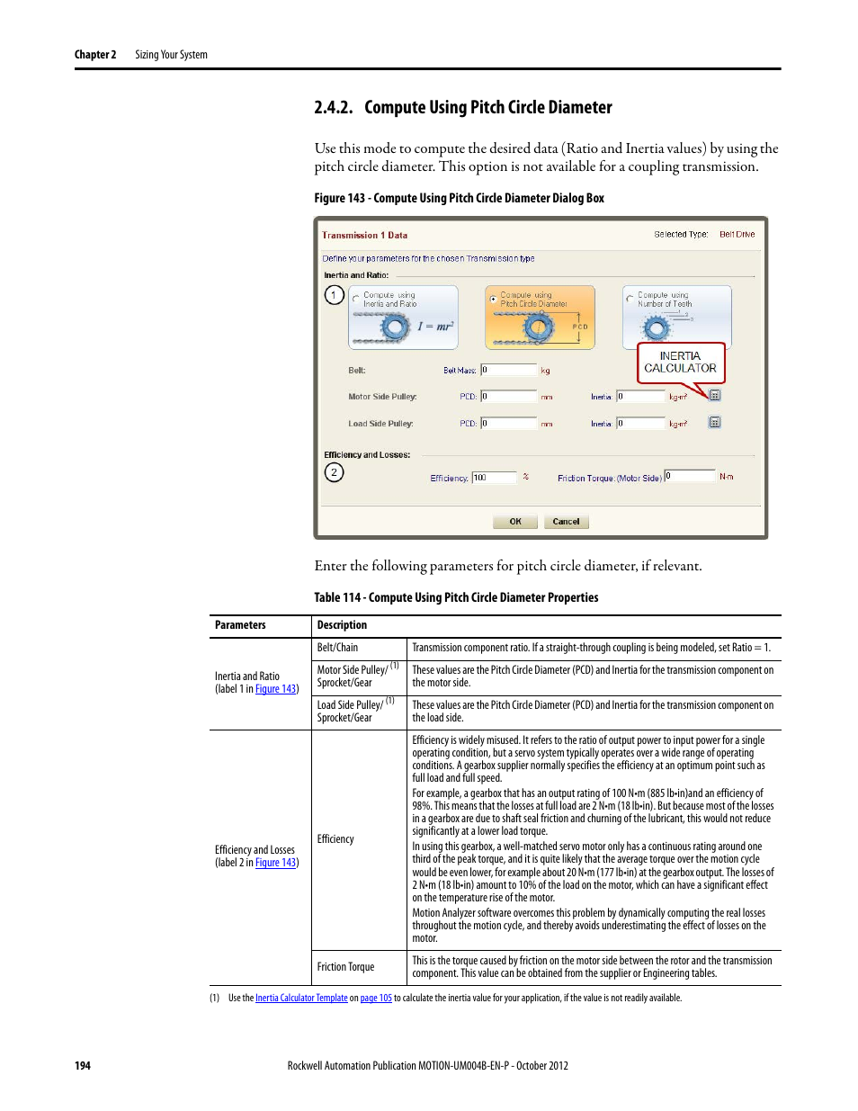 Compute using pitch circle diameter | Rockwell Automation Motion Analyzer Software User Manual | Page 194 / 280