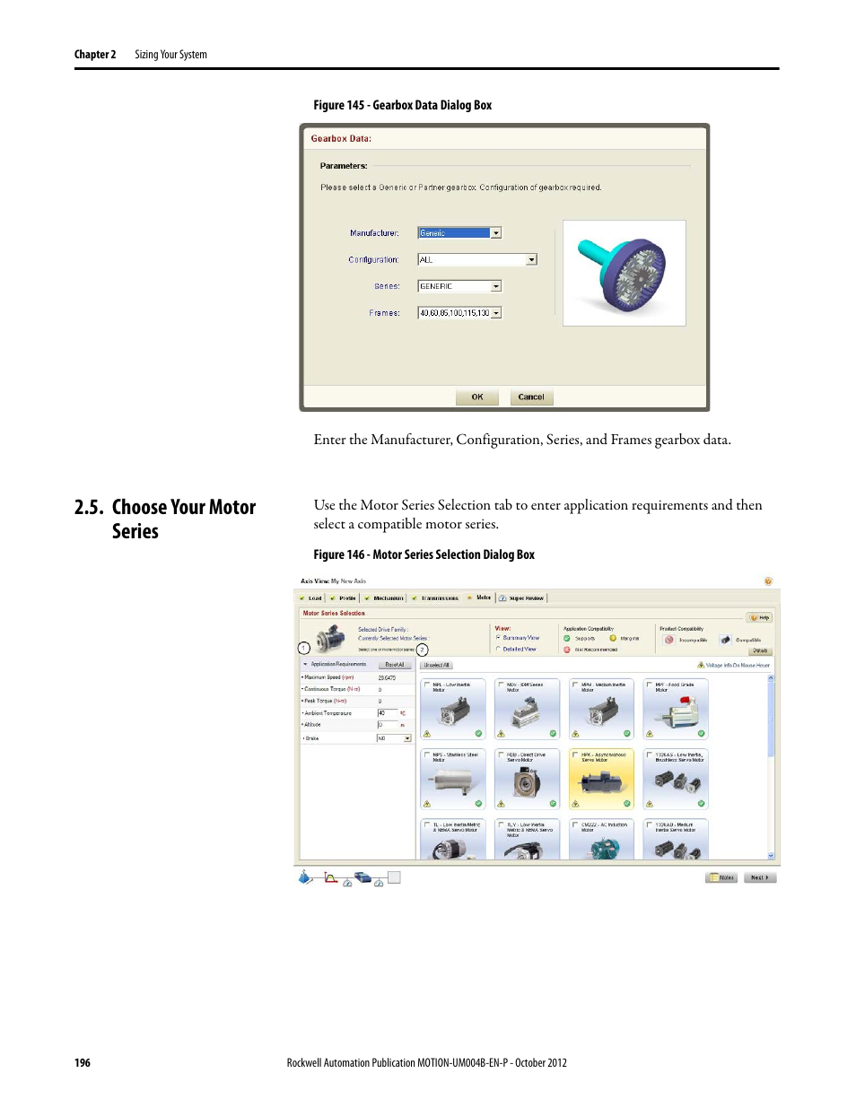 Choose your motor series | Rockwell Automation Motion Analyzer Software User Manual | Page 196 / 280