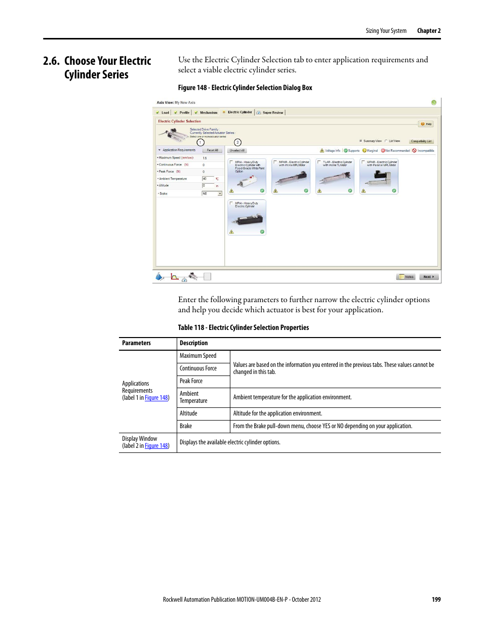 Choose your electric cylinder series | Rockwell Automation Motion Analyzer Software User Manual | Page 199 / 280