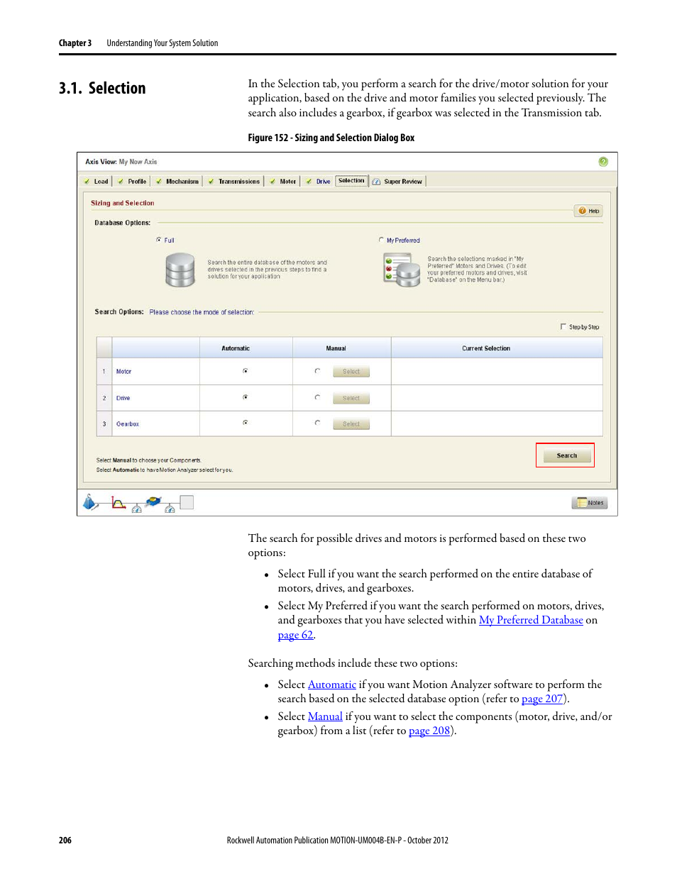 Selection | Rockwell Automation Motion Analyzer Software User Manual | Page 206 / 280