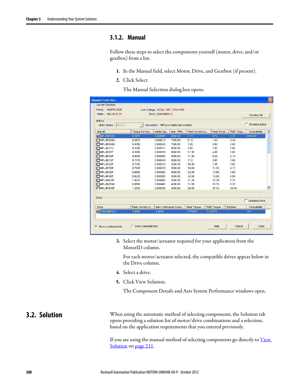 Manual, Solution | Rockwell Automation Motion Analyzer Software User Manual | Page 208 / 280