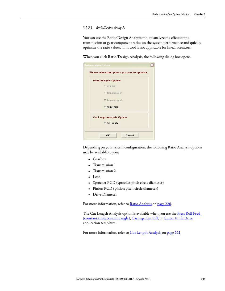 Ratio/design analysis | Rockwell Automation Motion Analyzer Software User Manual | Page 219 / 280