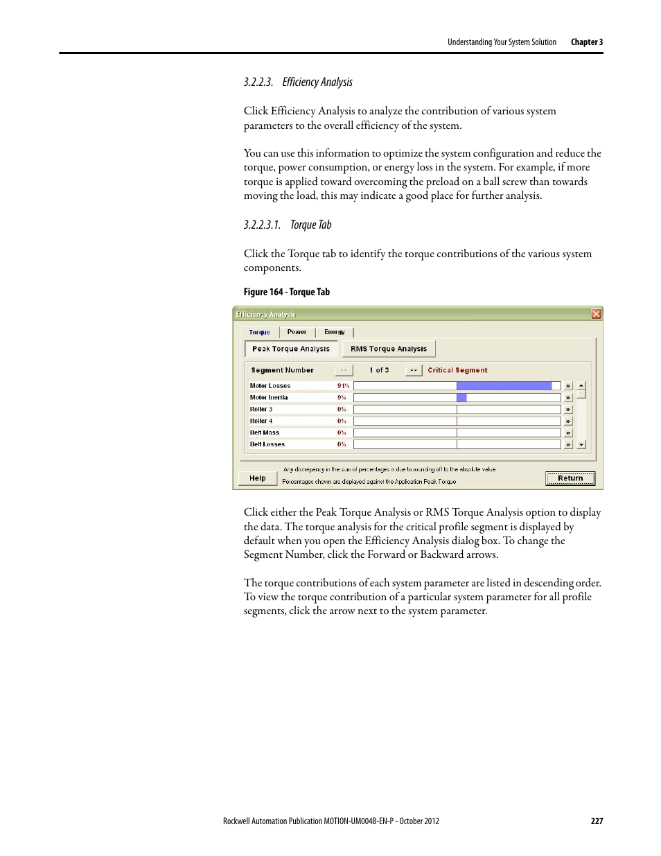 Efficiency analysis, Torque tab | Rockwell Automation Motion Analyzer Software User Manual | Page 227 / 280