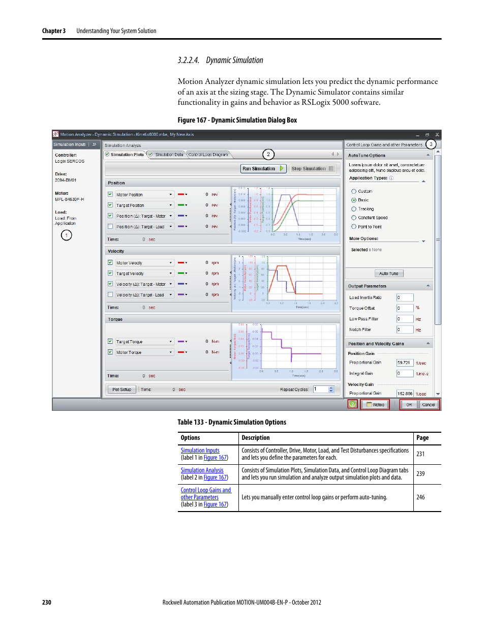 Dynamic simulation | Rockwell Automation Motion Analyzer Software User Manual | Page 230 / 280