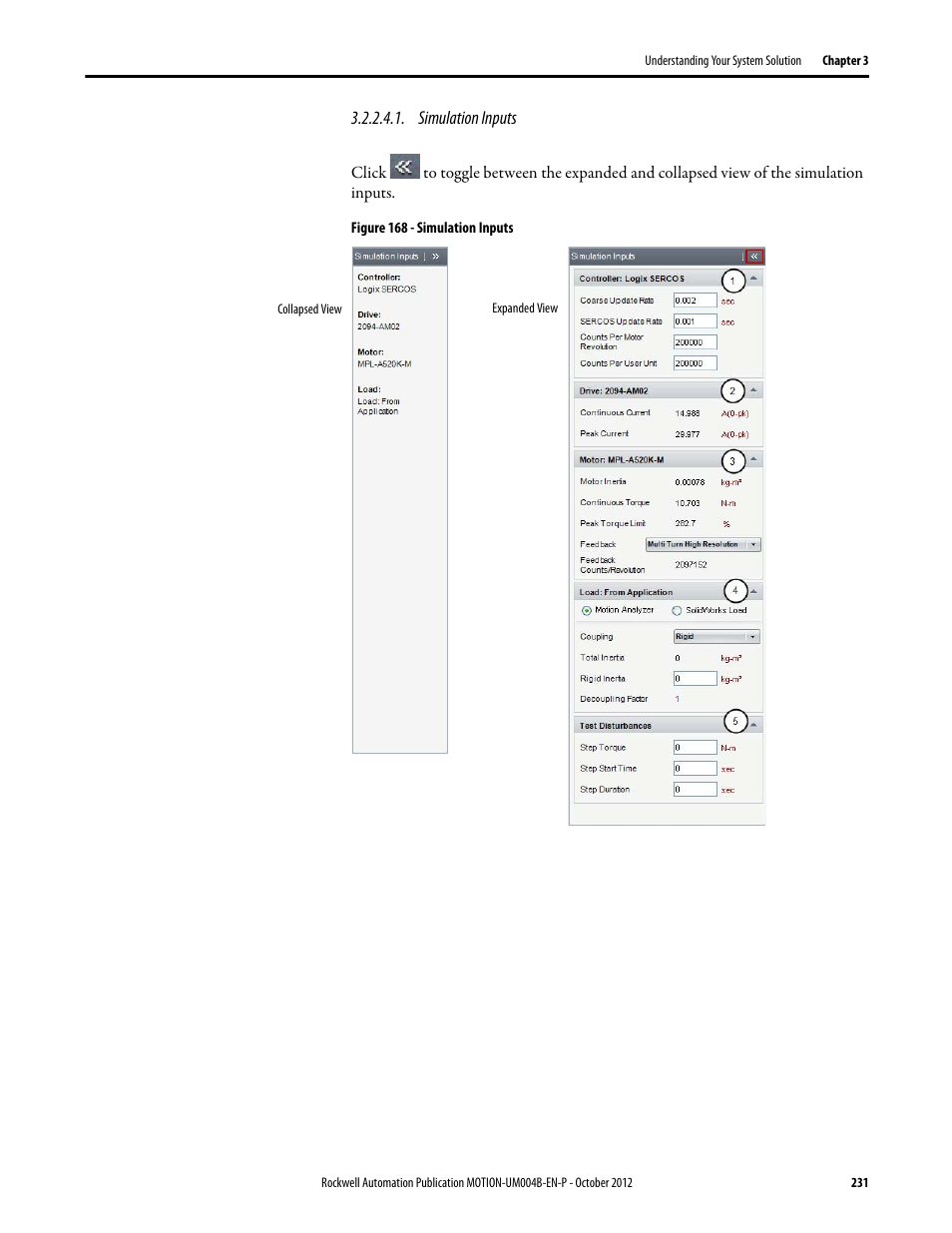 Simulation inputs | Rockwell Automation Motion Analyzer Software User Manual | Page 231 / 280
